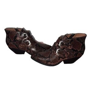 Treasure & Bond Harper Brown Snakeskin Double Buckle Ankle Boots Size:9